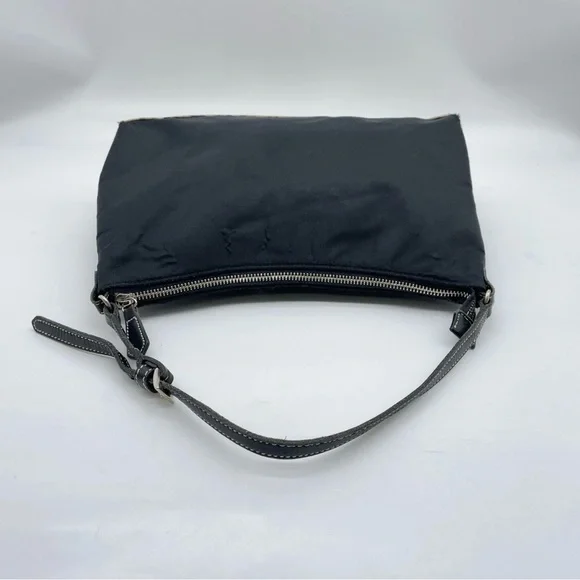 Auth Burberry Blue Label Nova Check Nylon Black Hand Bag - Picture 3 of 16